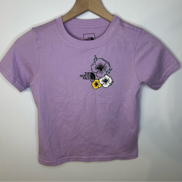 *NWT* The North Face Girls Purple Floral Graphic Tee, Size Small (7/8) - Picture 2 of 8